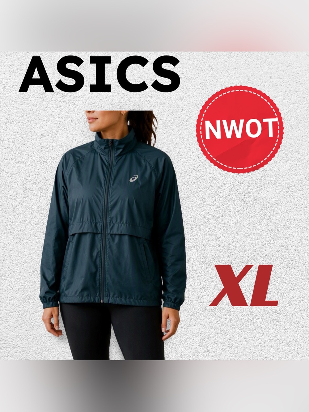 🇯🇵🆕NWOT ASICS | XL | Dark teal lightweight windbreaker packable running jacket